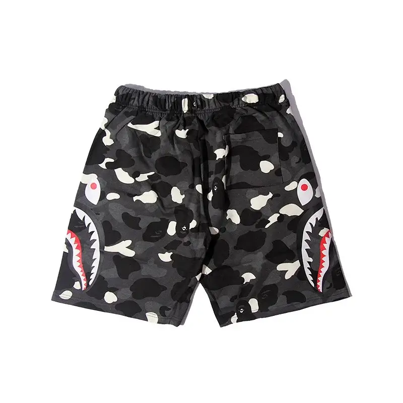 BAPE Black and Gray Camouflage Shark Mouth Shorts