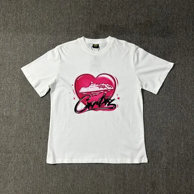 Cartelz White T - Shirt with Pink Heart & Ship Graphic