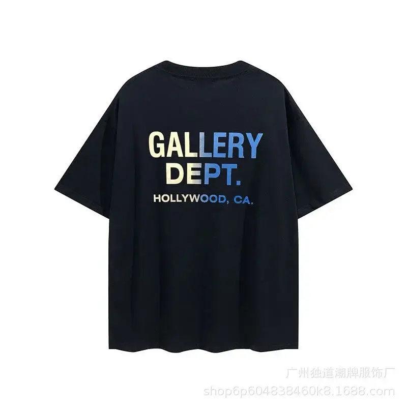 GALLERY DEPT. Black Oversized Short - Sleeve T - Shirt with Back Gradient "GALLERY DEPT. HOLLYWOOD, CA." Print
