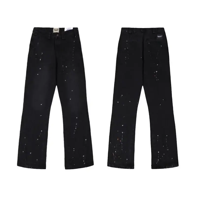 Brand Black Paint Splatter Flared Denim Jeans