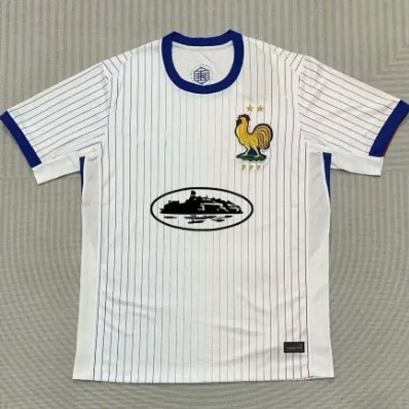 Corteiz White Germany Jersey with Colorful & Black Stripes