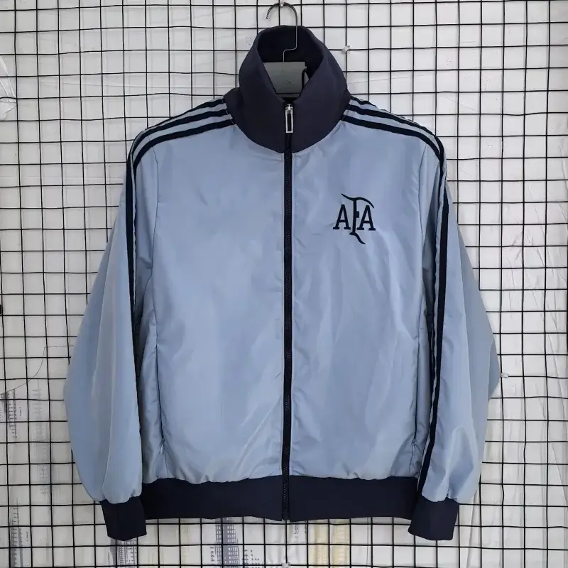 Corteiz Light Blue Zipper Jacket with Black Stripes and AFA Logo