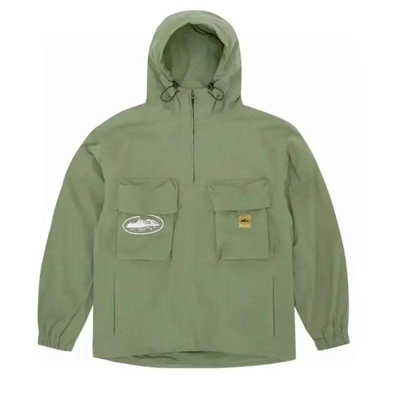 Corteiz Green Hooded Half-Zip Jacket