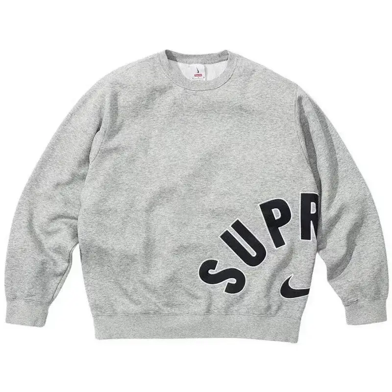Supreme x Nike Gray Heather Crewneck Sweatshirt with "SUPR" & Swoosh Logo