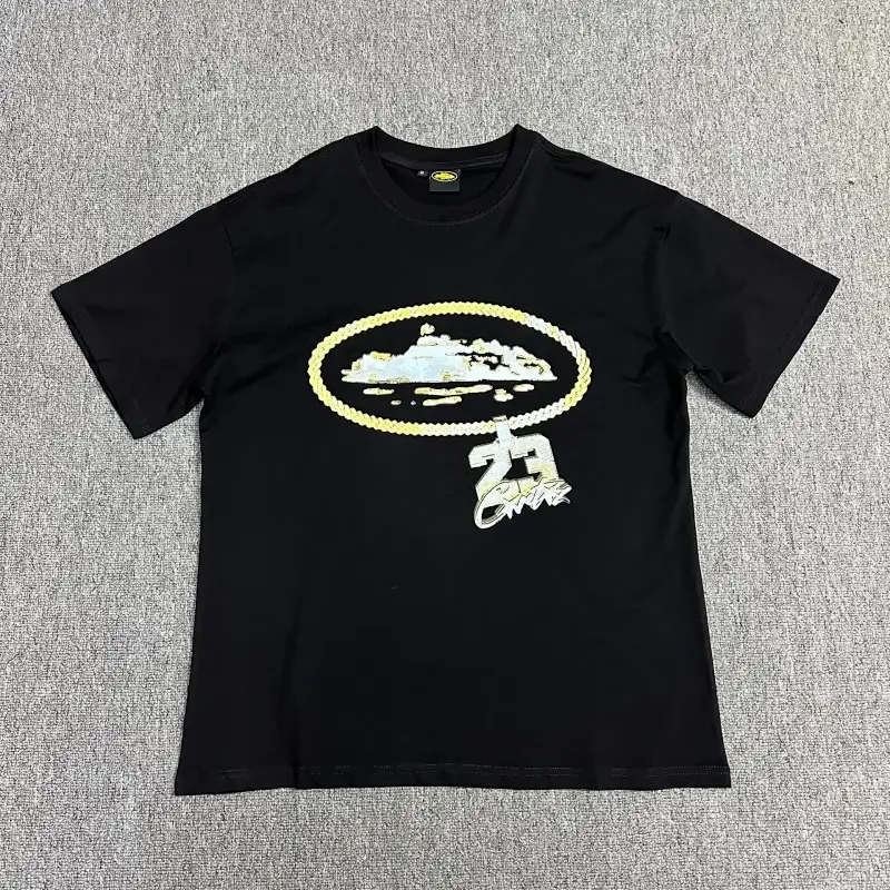 Jordan Black T - Shirt with Gold Chain, Island Graphic & "23" Design