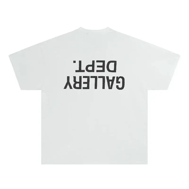 GALLERY DEPT. White Oversize Short - Sleeve T - Shirt with Reversed Black Logo Print