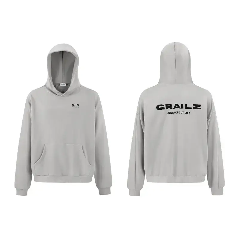 GRAILZ Light Gray Hoodie (Front Logo, Back Print)