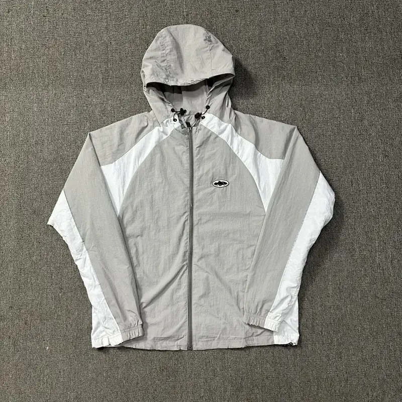 Corteiz Gray & White Hooded Zip Jacket