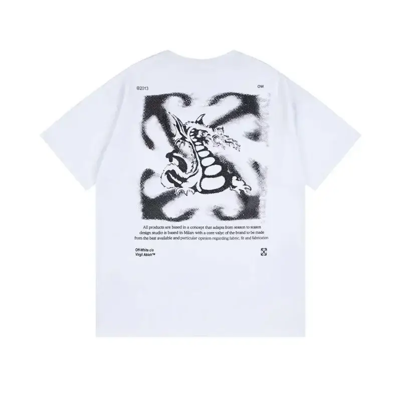 OFF-WHITE White T - Shirt with Back Dragon Graphic & Text Design
